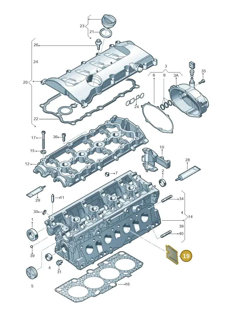 06D103411F — Audi A4/S4/Av./qu. (2001-2004) diagram 249103610, position 19