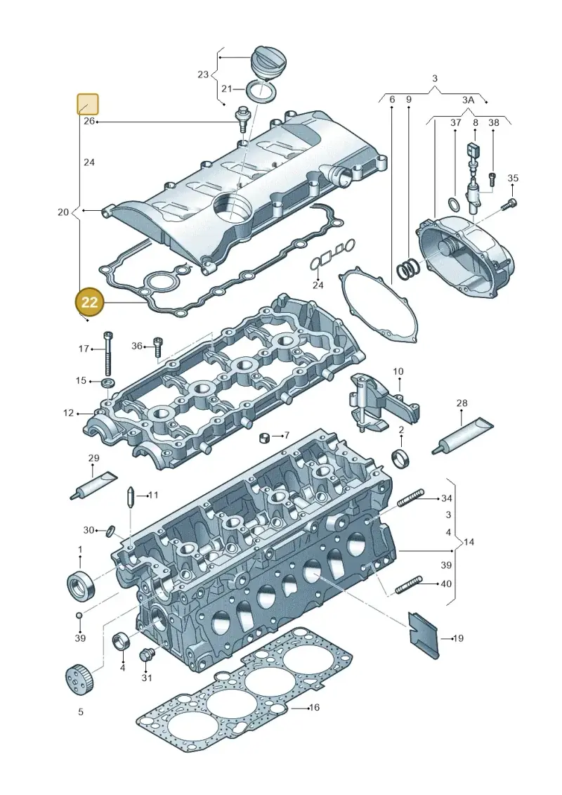 06D103483E — Audi A3/S3/Sportb./qu. 08 (2007-) diagram 412103450, position 22