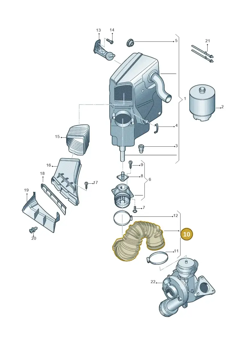06D129627H — Audi A6 2.7 TDI (2008-2011) diagram 448133200, position 10