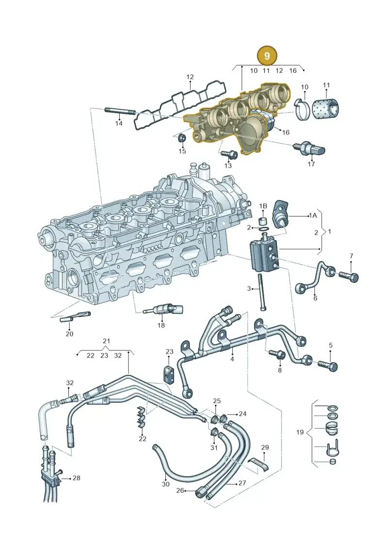 06D133209T — Audi A4/S4/Av./qu. (2001-2004) diagram 249133550, position 9