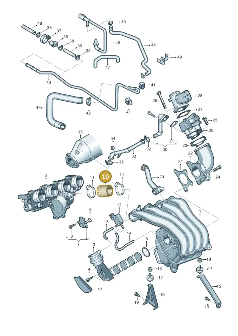 06D133299D — Audi A4/S4/Av./qu. (2001-2004) diagram 249133250, position 10