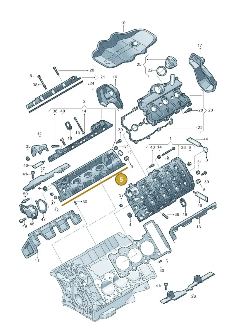 06E103148AG — Audi A8L qu. 3.0 TDI (2009-2014) diagram 648103230, position 5