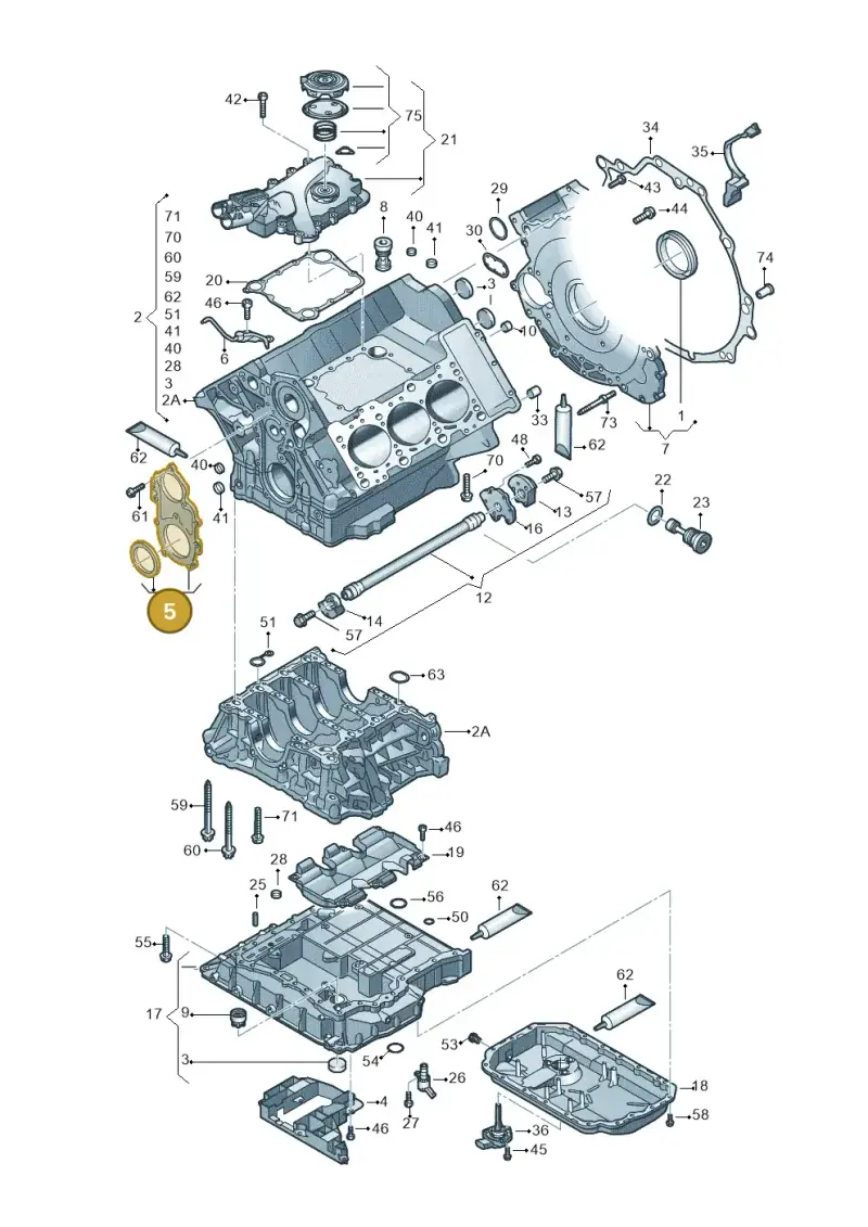 06E103153E — Audi A8L qu. 3.0 TDI (2013-2018) diagram 771103050, position 5