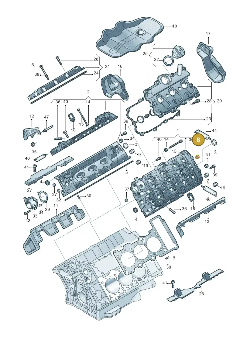 06E103154D — Audi A6 Av. qu. 3.0 (2012-2018) diagram 711103270, position 8
