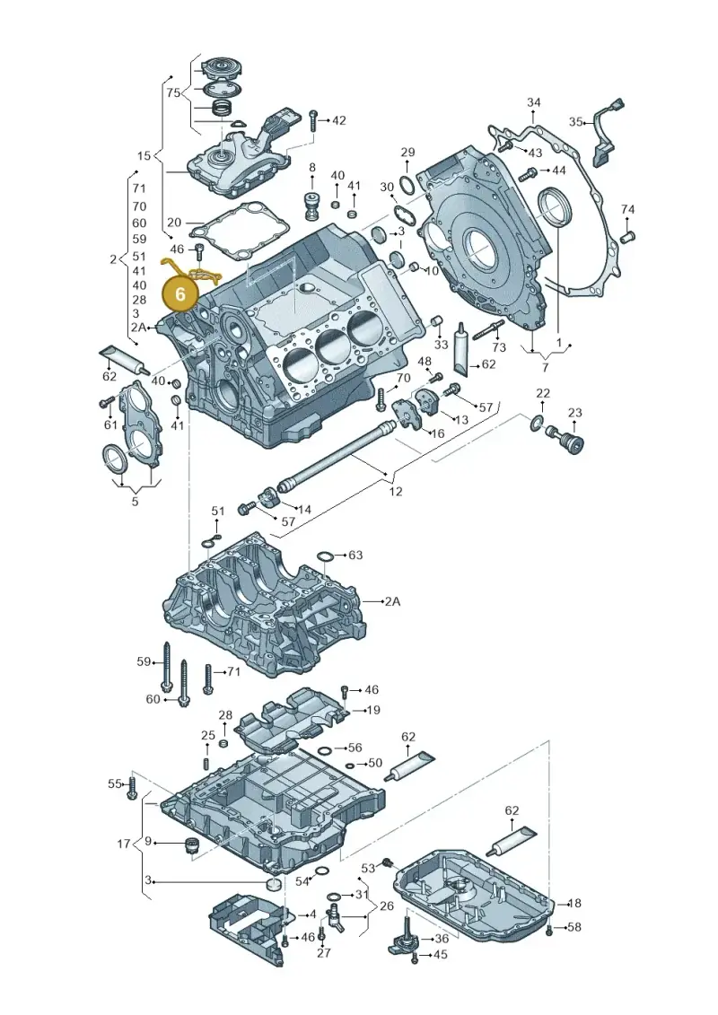 06E103158M — Audi A6 Av. qu. 3.0 (2012-2018) diagram 620103100, position 6