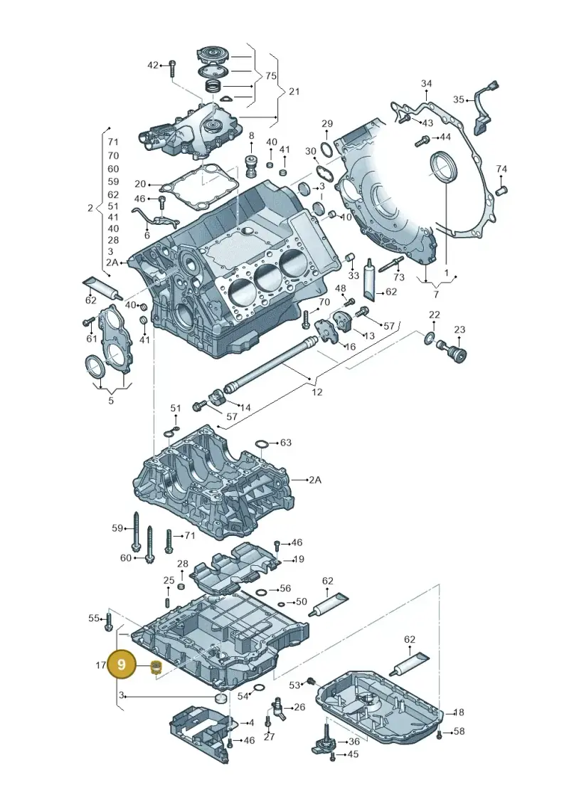 06E103175A — Audi A8L qu. 3.0 TDI (2013-2018) diagram 771103050, position 9