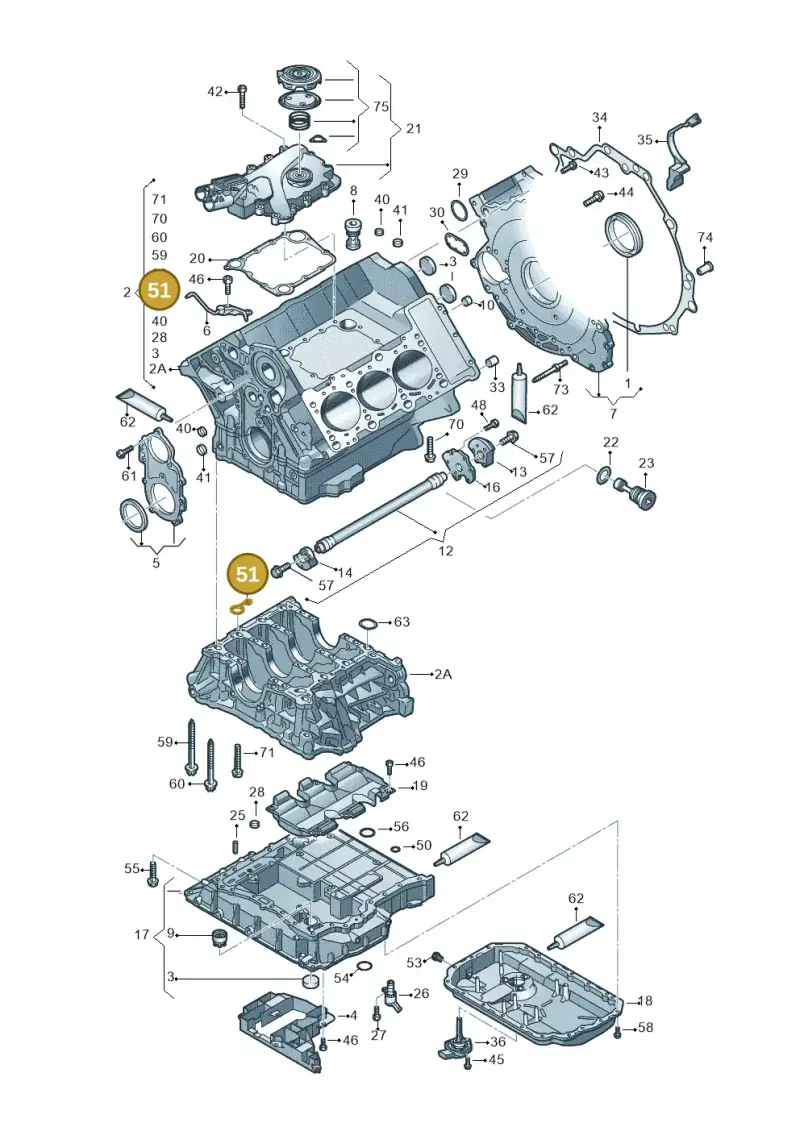 06E103181M — Audi A8L qu. 3.0 TDI (2013-2018) diagram 771103050, position 51