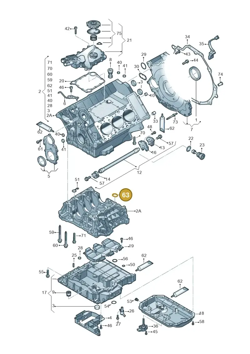 06E103181N — Audi A8L qu. 3.0 TDI (2013-2018) diagram 771103050, position 63