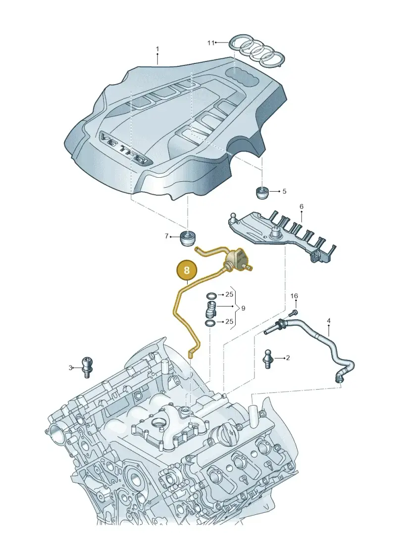 06E103207AR — Audi A6 qu. 3.0 tdi (2014-2018) diagram 771103350, position 8