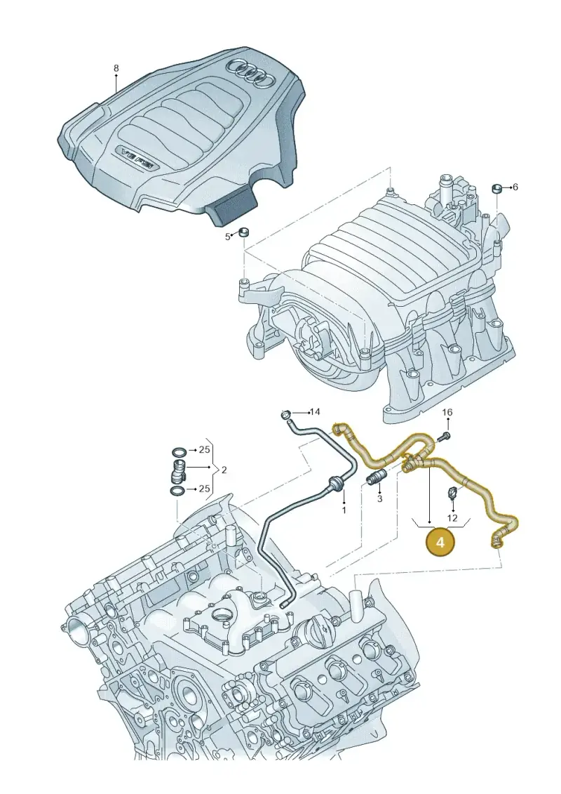 06E103217AE — Audi A8L qu. 3.0 TDI (2013-2018) diagram 771103330, position 4