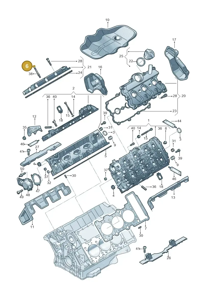 06E103239E — Audi A8L qu. 3.0 TDI (2009-2014) diagram 648103230, position 6