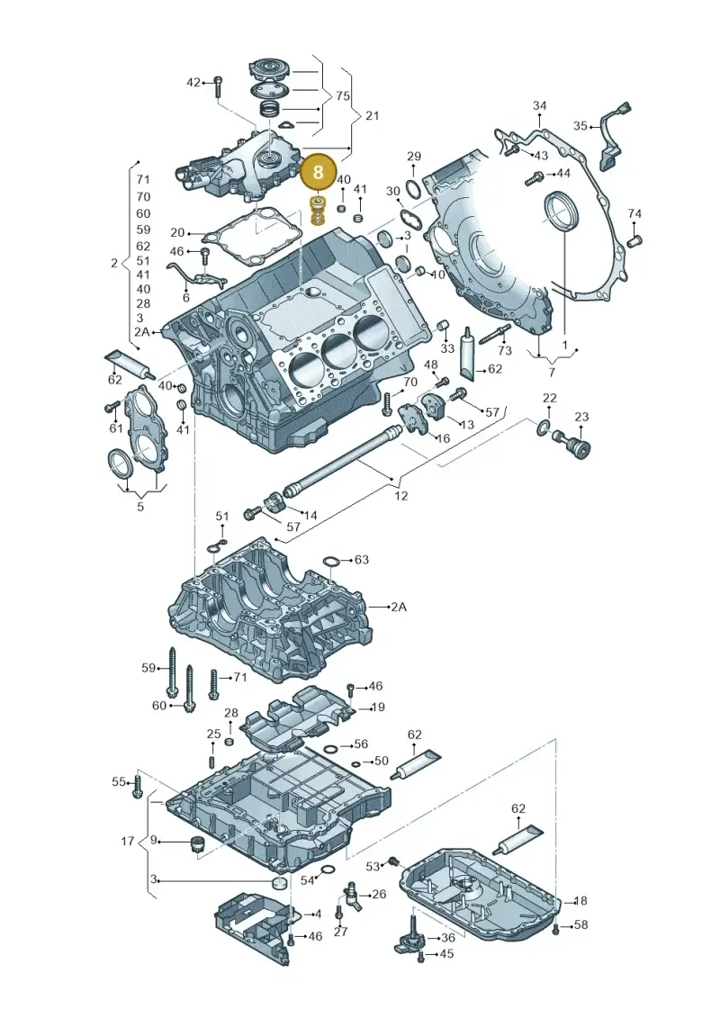 06E103271A — Audi A8L qu. 3.0 TDI (2013-2018) diagram 771103050, position 8