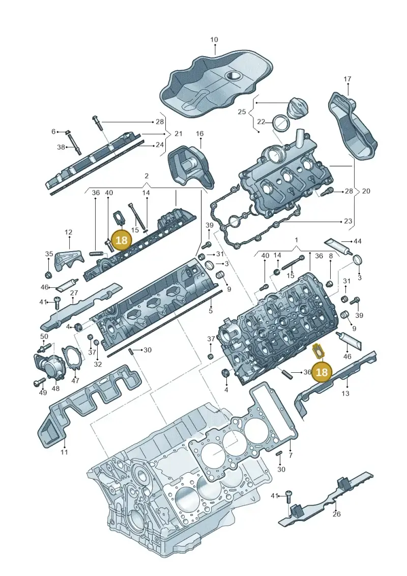 06E103411B — Audi A8L qu. 3.0 TDI (2009-2014) diagram 648103230, position 18