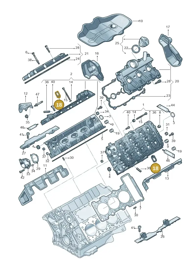 06E103411B — Audi A6 Av. qu. 3.0 (2012-2018) diagram 711103270, position 18