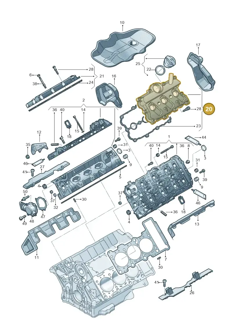 06E103471P — Audi A8L qu. 3.0 TDI (2009-2014) diagram 648103230, position 20