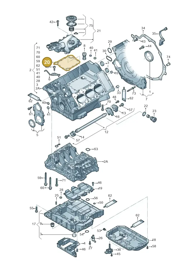 06E103517 — Audi A8L qu. 3.0 TDI (2013-2018) diagram 771103050, position 20