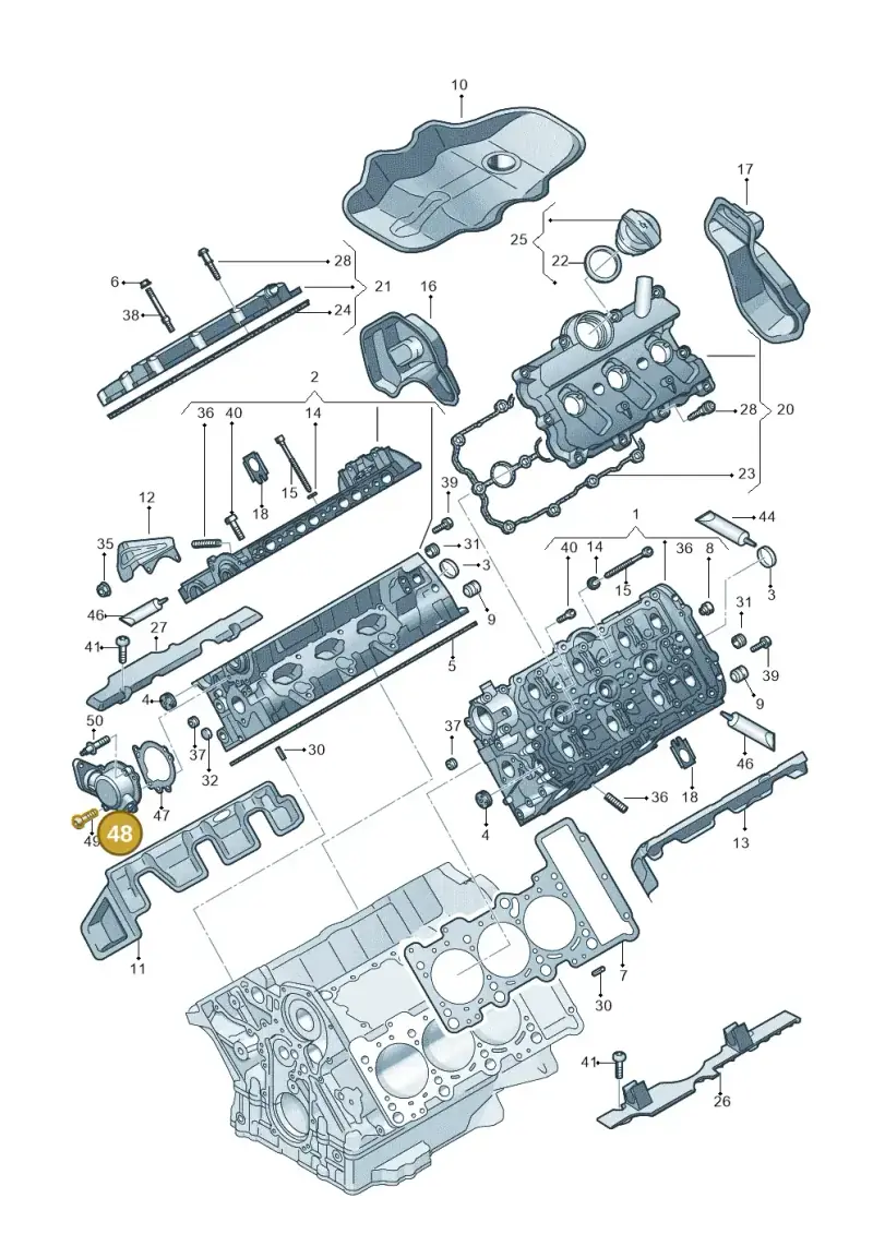 06E103535A — Audi A8L qu. 3.0 TDI (2009-2014) diagram 648103230, position 48