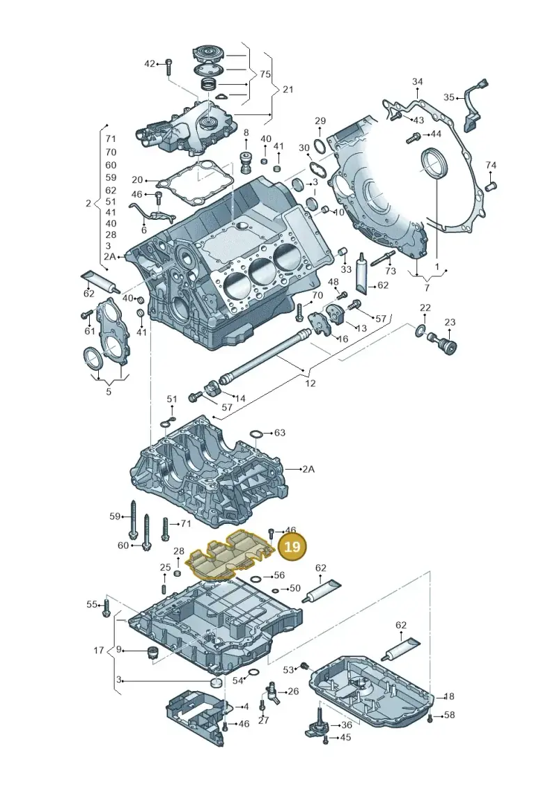 06E103623K — Audi A8L qu. 3.0 TDI (2013-2018) diagram 771103050, position 19
