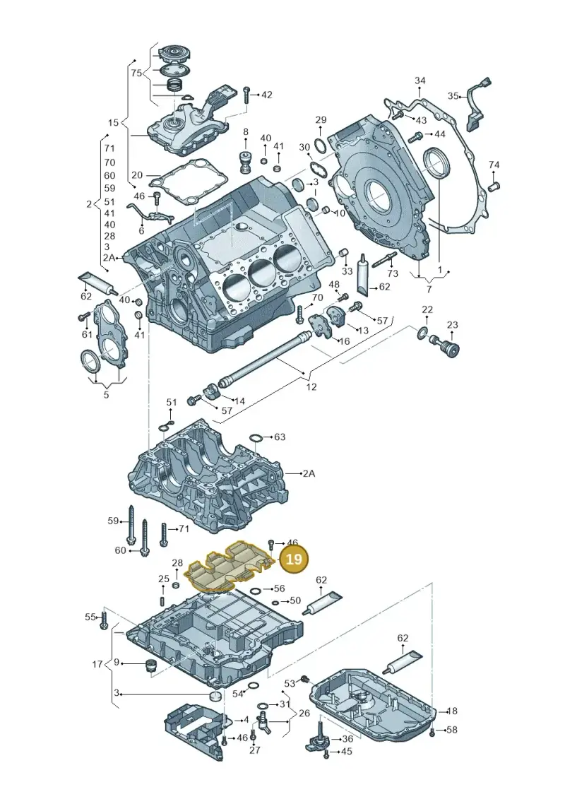 06E103623K — Audi A7 Sportback (2014-2018) diagram 620103100, position 19
