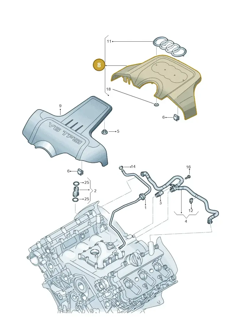 06E103925P — Audi A7 Sportback (2010-2015) diagram 648103460, position 8