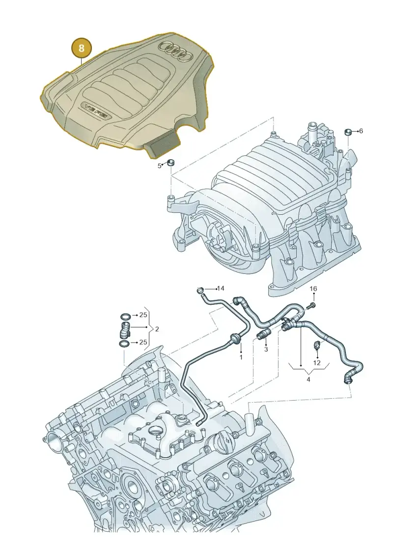 06E103925P — Audi A8L qu. 3.0 TDI (2013-2018) diagram 771103330, position 8