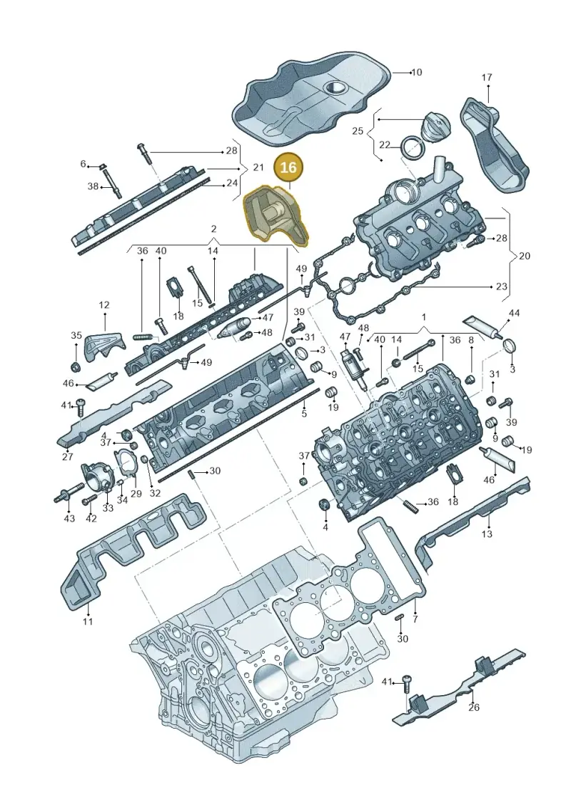 06E103980D — Audi Q7 qu. 3.0 TDI (2015-2019) diagram 771103250, position 16