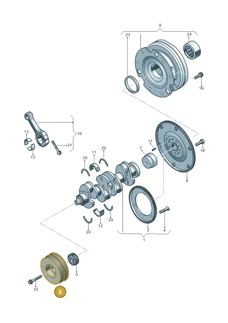 06E105251F — Audi Q5 qu. 2.0 TDI (2012-2017) diagram 647105050, position 5