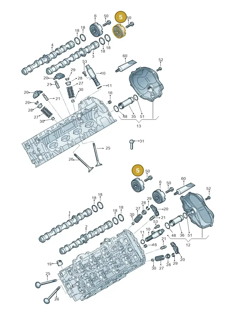 06E109084N — Audi A8L qu. 3.0 TDI (2013-2018) diagram 771109150, position 5