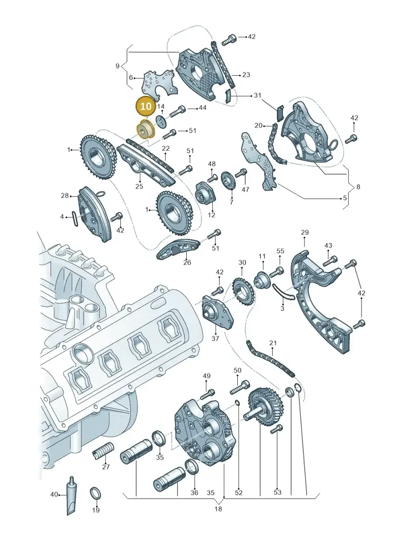 06E109220A — Audi A7 Sportback (2014-2018) diagram 771109350, position 10