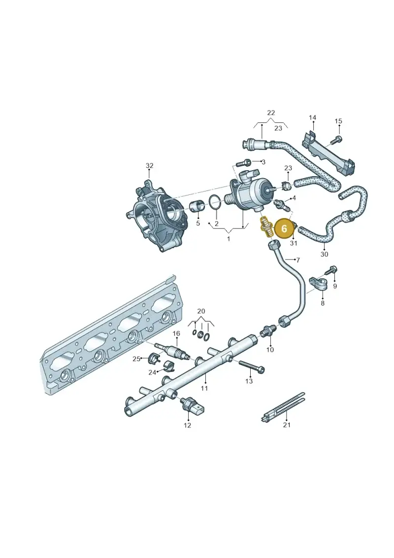 06E127065N — Audi A6 2.0 (2018-) diagram 896133240, position 6