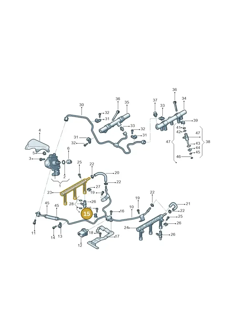 06E127233AC — Audi A6 1.8 (2015-2019) diagram 887133230, position 15