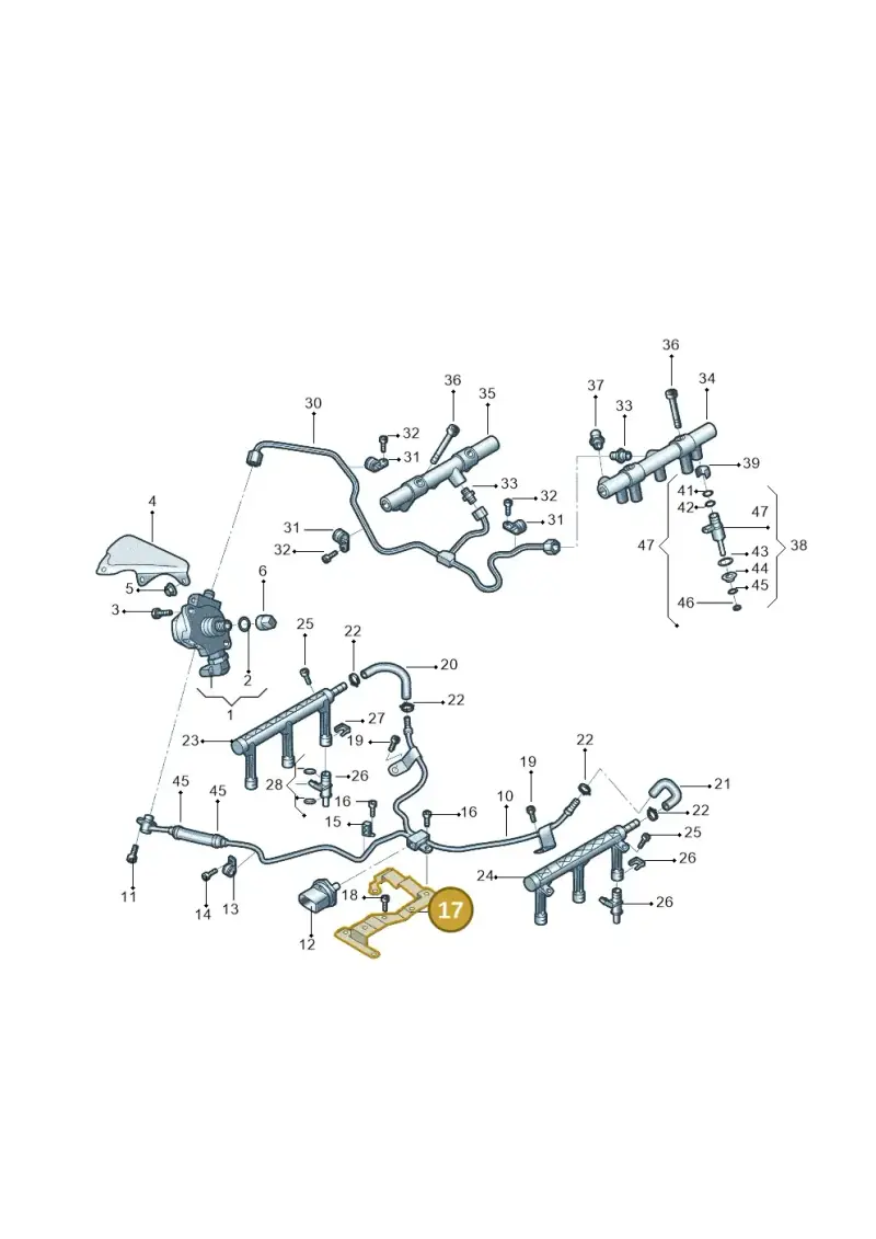 06E127233AE — Audi A6 1.8 (2015-2019) diagram 887133230, position 17
