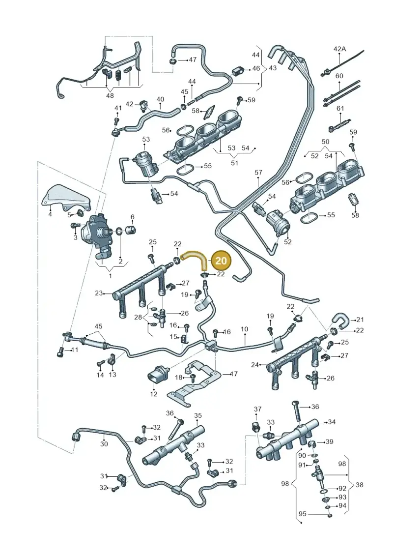 06E127513AA — Audi Q7 qu. 3.0 TDI (2015-2019) diagram 771133240, position 20