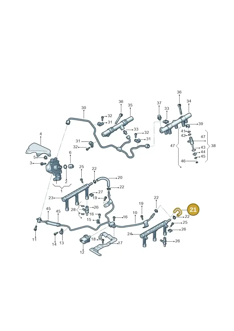 06E127513AB — Audi A6 1.8 (2015-2019) diagram 887133230, position 21
