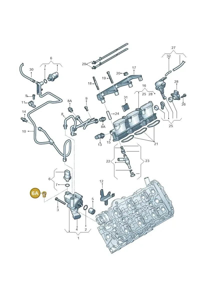 06E127535 — Audi A6 2.7 TDI (2008-2011) diagram 448133740, position 6A