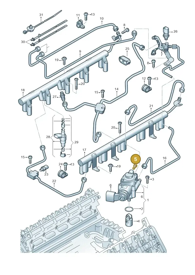 06E127535 — Audi A6 2.7 TDI (2008-2011) diagram 448133920, position 5