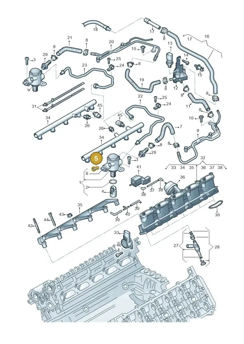 06E127535 — Audi RS6 Avant qu.5.0 (2007-2010) diagram 641133400, position 5