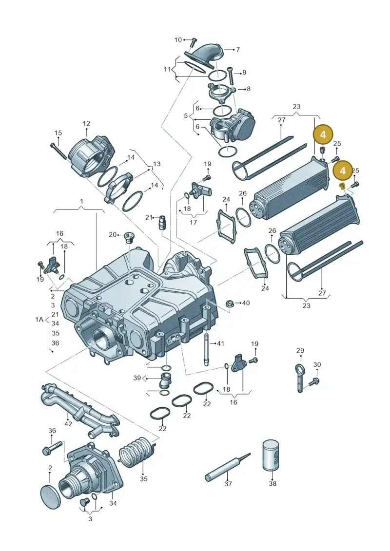 06E127535B — Audi A6 Av. qu. 3.0 (2012-2018) diagram 648145350, position 4