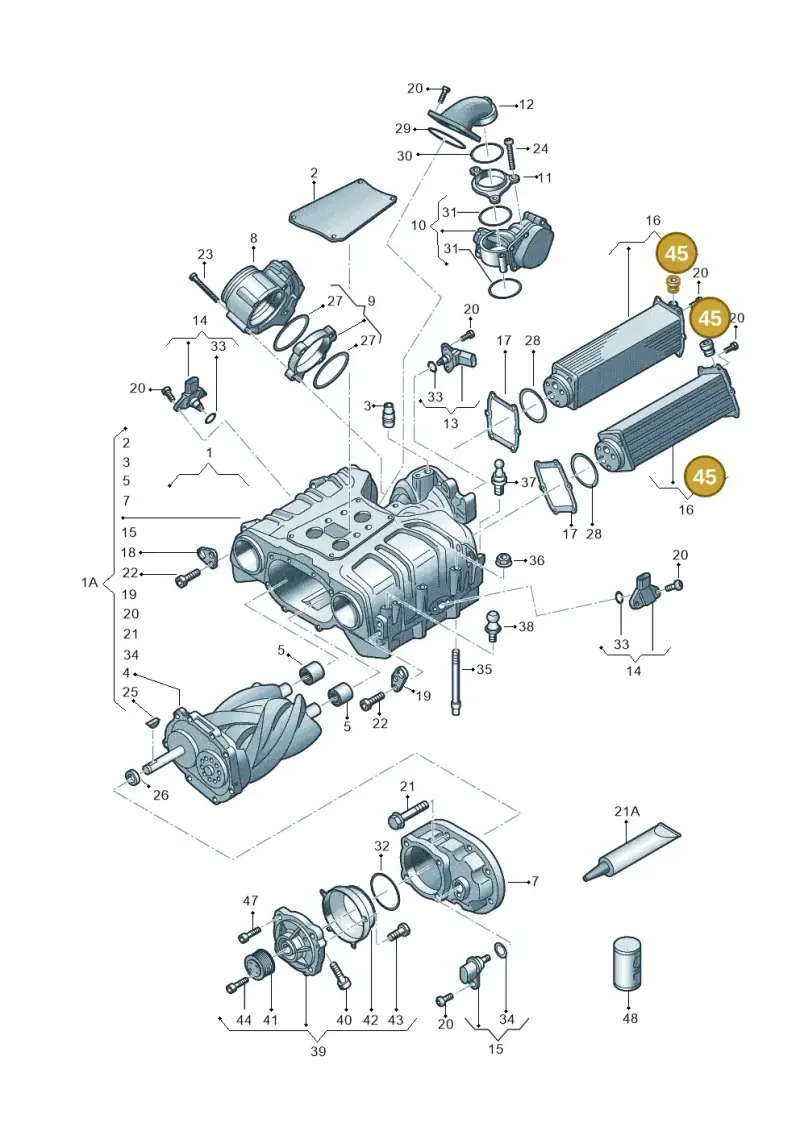06E127535B — Audi Q7 qu. 3.0 TDI (2015-2019) diagram 771145250, position 45