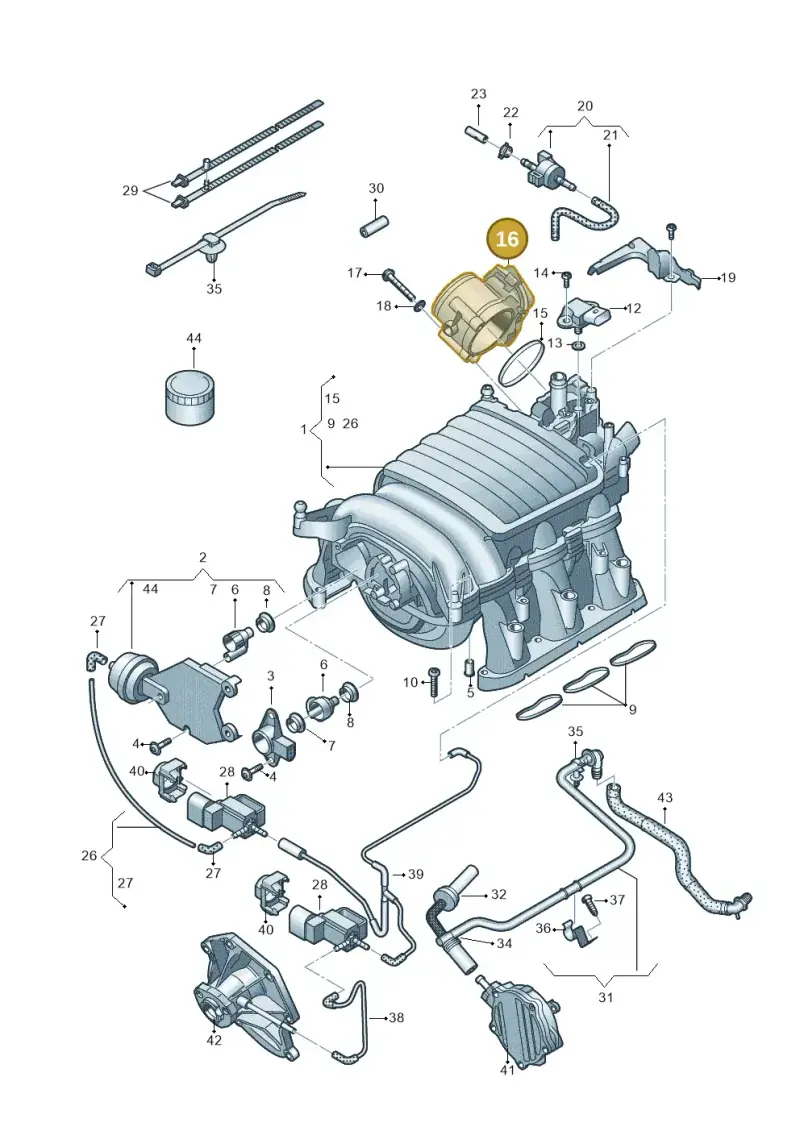 06E133062H — Audi A8L qu. 3.0 TDI (2013-2018) diagram 696133160, position 16