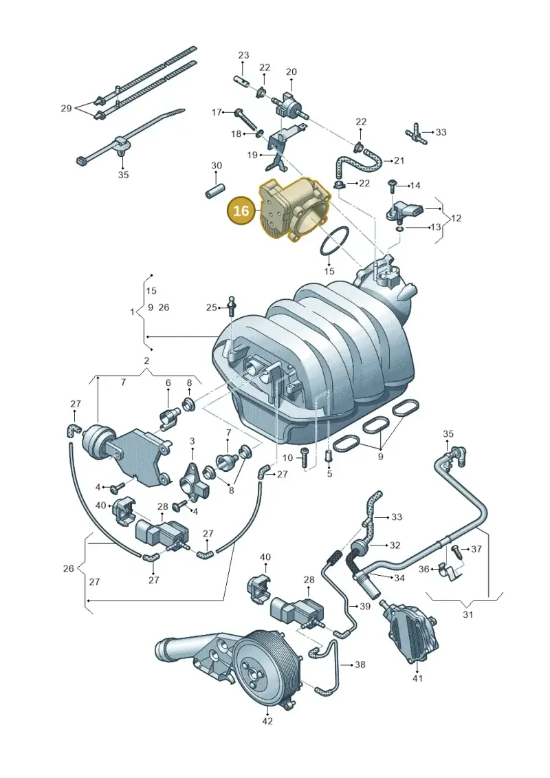 06E133062H — Audi A7 Sportback (2014-2018) diagram 711133420, position 16