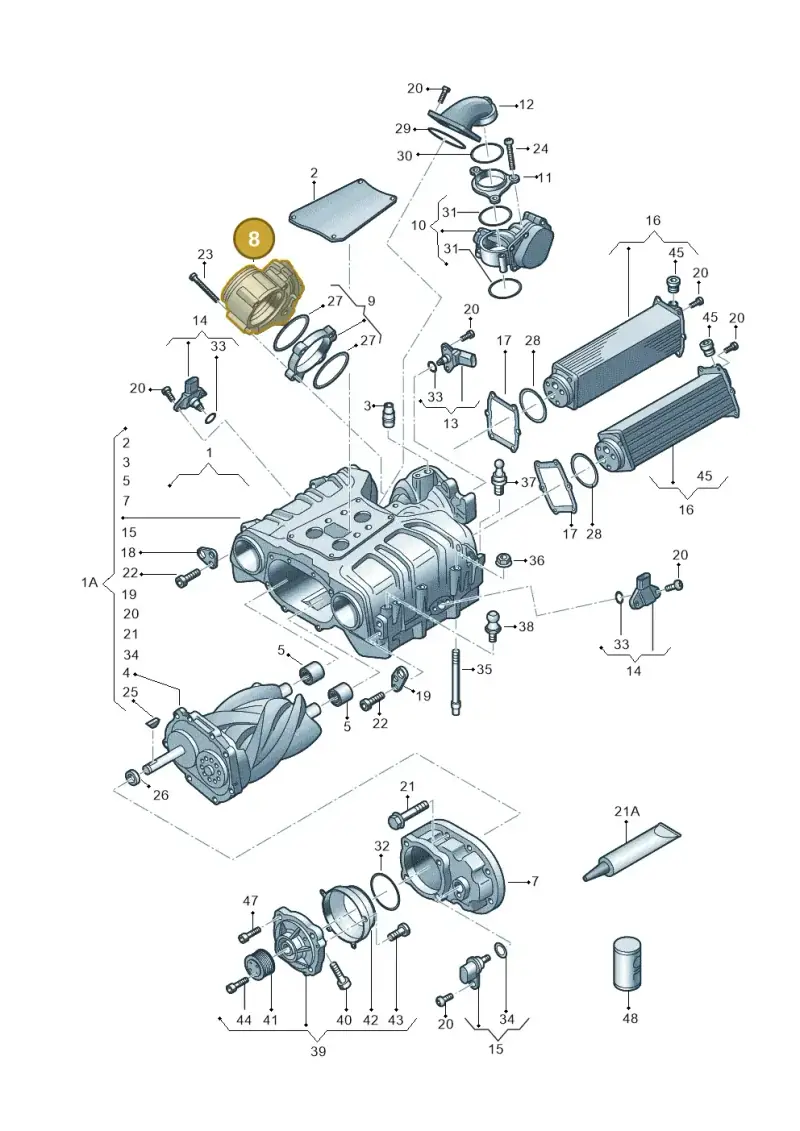 06E133062H — Audi Q7 qu. 3.0 TDI (2015-2019) diagram 771145250, position 8