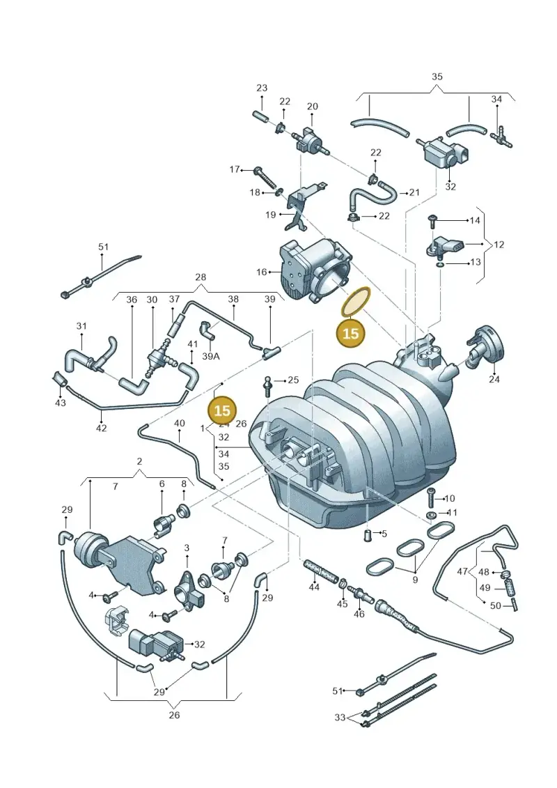 06E133073A — Audi A6 2.7 TDI (2008-2011) diagram 448133710, position 15