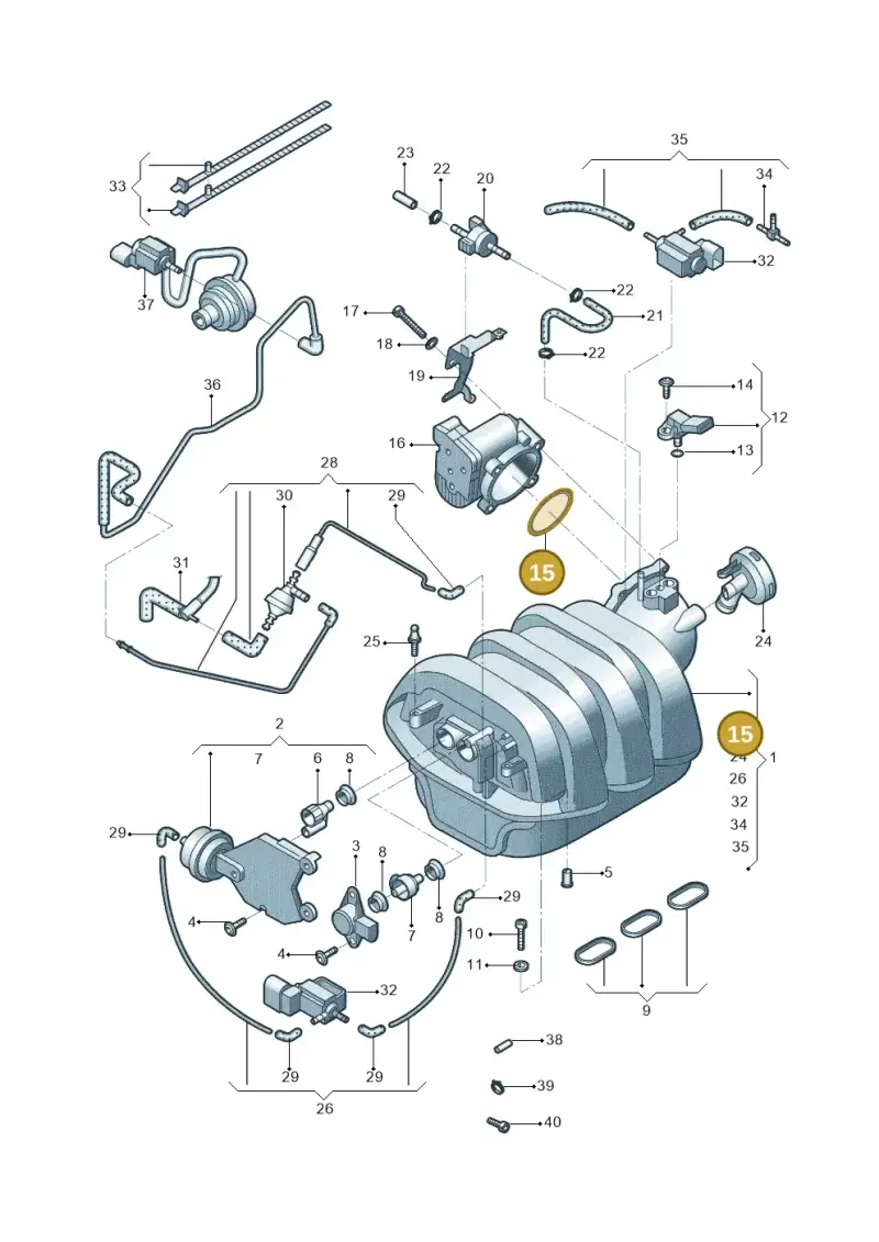 06E133073A — Audi A4L 2.0 (2008-2012) diagram 669133062, position 15