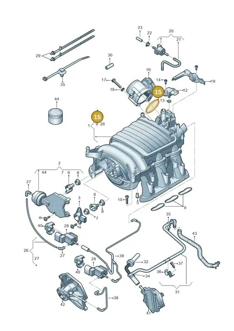 06E133073A — Audi A8L qu. 3.0 TDI (2013-2018) diagram 696133160, position 15