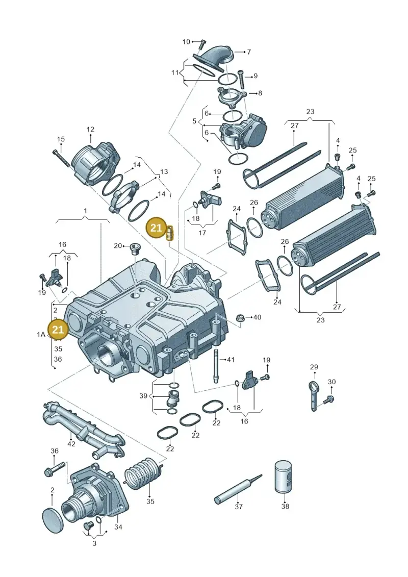 06E133382A — Audi A6 Av. qu. 3.0 (2012-2018) diagram 648145350, position 21