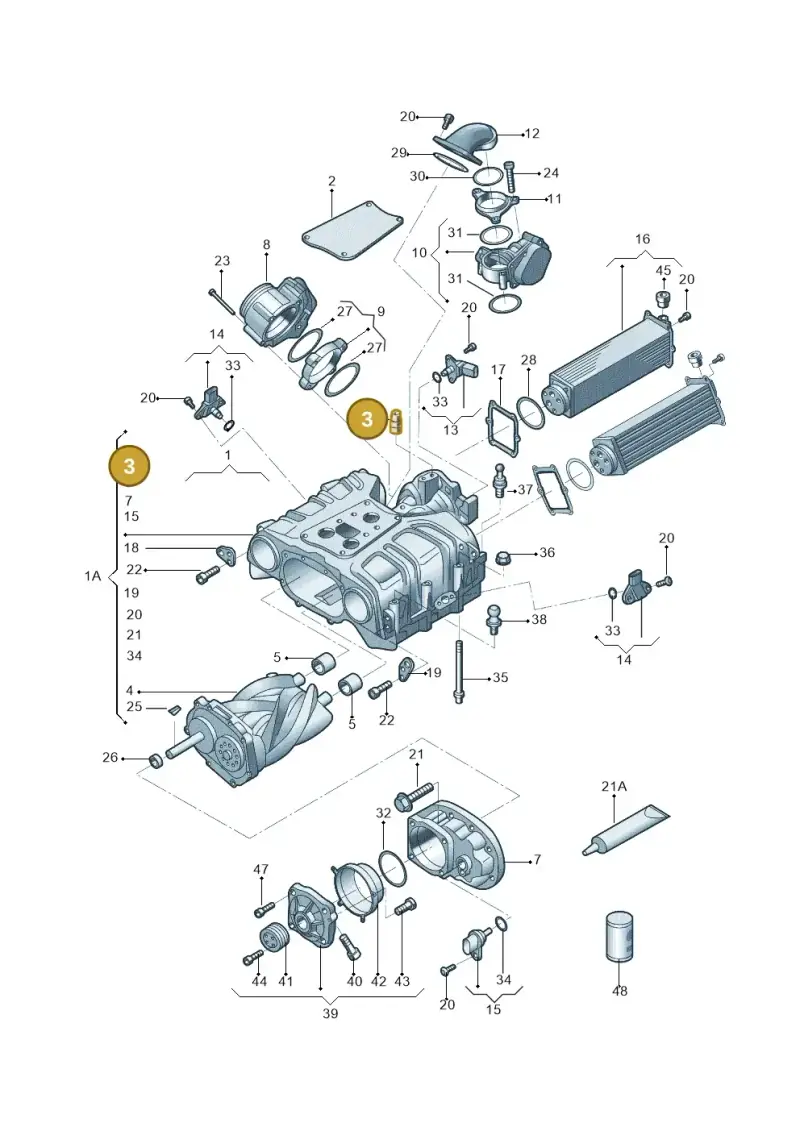 06E133382A — Audi A6 1.8 (2015-2019) diagram 887145030, position 3
