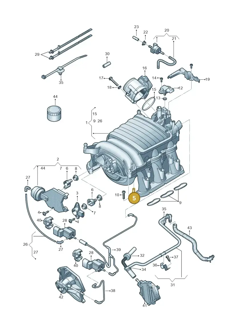 06E133588 — Audi A8L qu. 3.0 TDI (2013-2018) diagram 696133160, position 5
