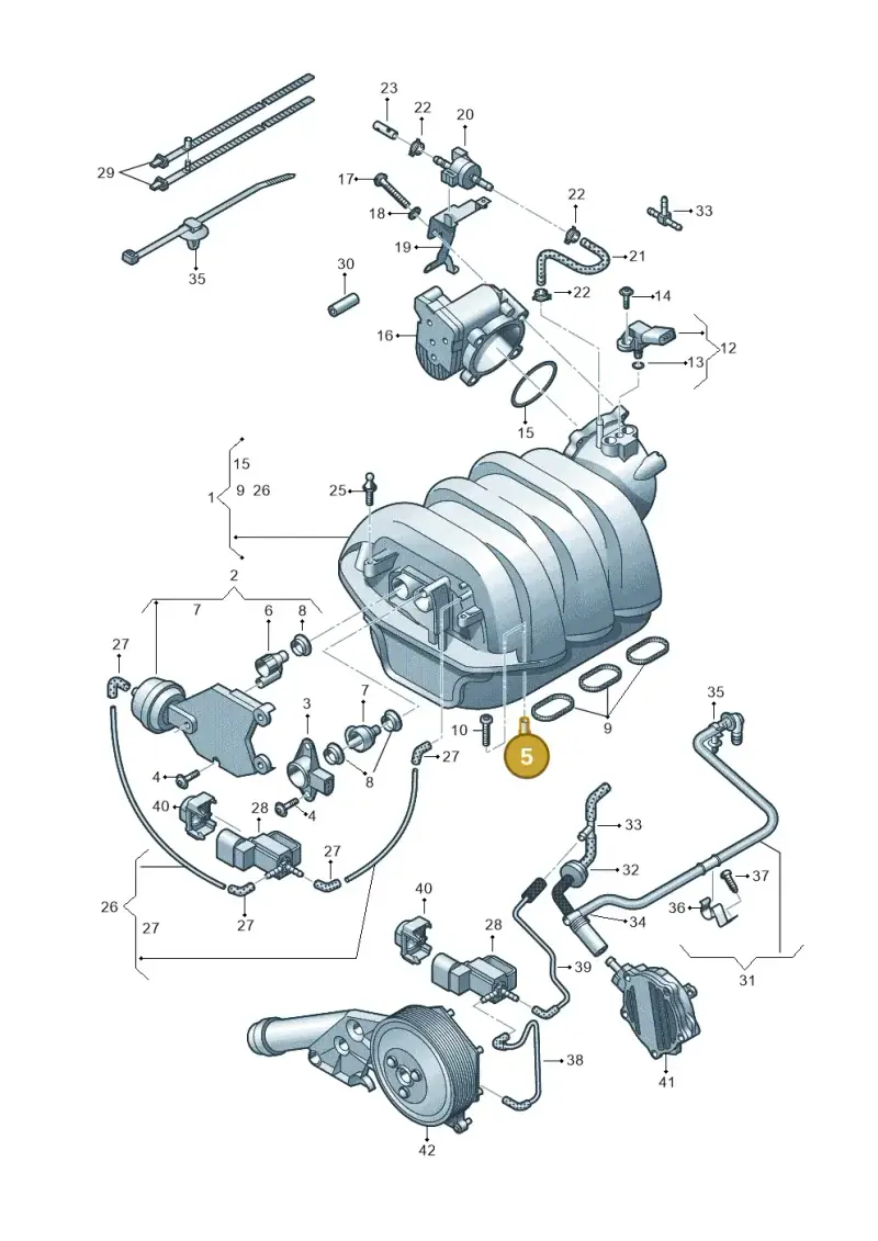 06E133588 — Audi A7 Sportback (2014-2018) diagram 711133420, position 5