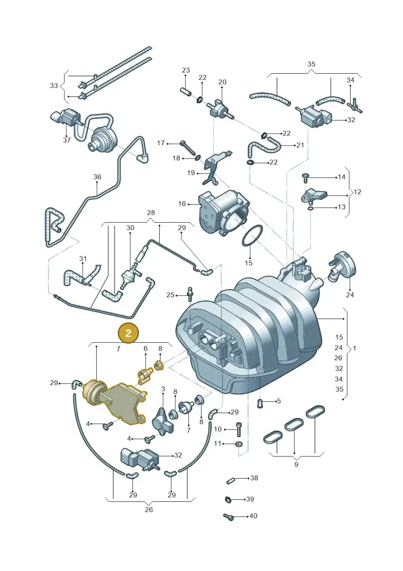06E133619 — Audi A4L 2.0 (2008-2012) diagram 669133062, position 2